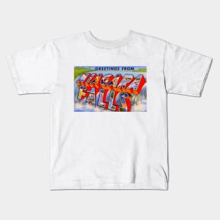 Greetings from Niagara Falls - Vintage Large Letter Postcard Kids T-Shirt